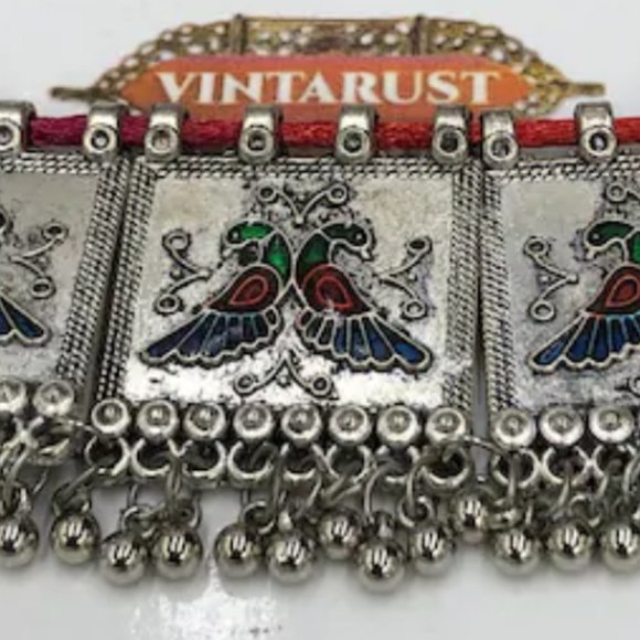 Antique Afghan Kuchi Choker Necklace, Afghan Tribal Choker Necklace, Multicolor - Picture 3 of 8